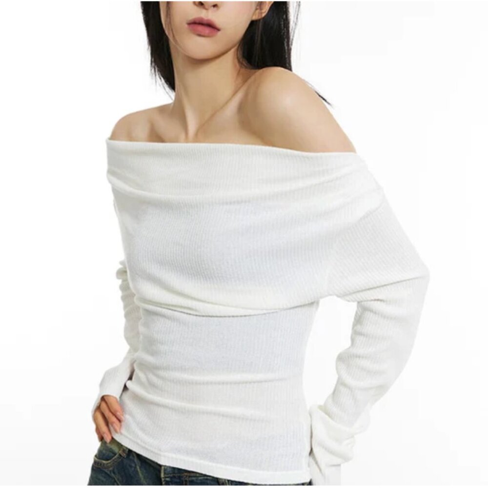 Free People Snowbunny Off the Shoulder Long Sleeve Tee